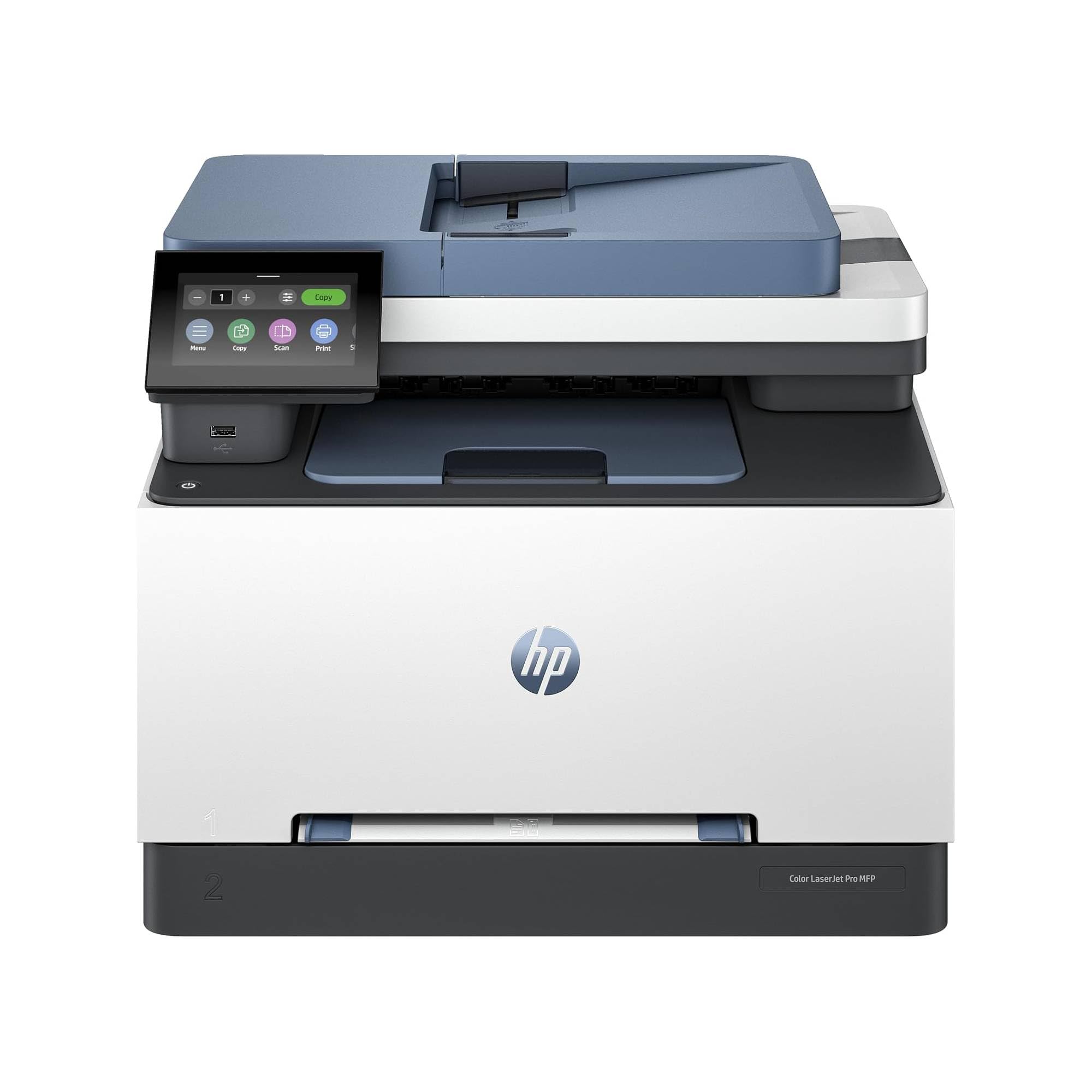 HP Color LaserJet Pro 3302fdn 499Q7F, Stampante Multifunzione A4, Stampa Fronte e Retro Automatico, 25 ppm B/N e a Colori, USB Host, Ethernet, Fax, Copia, Scansiona, ADF da 50 Fogli, Smart, Blu