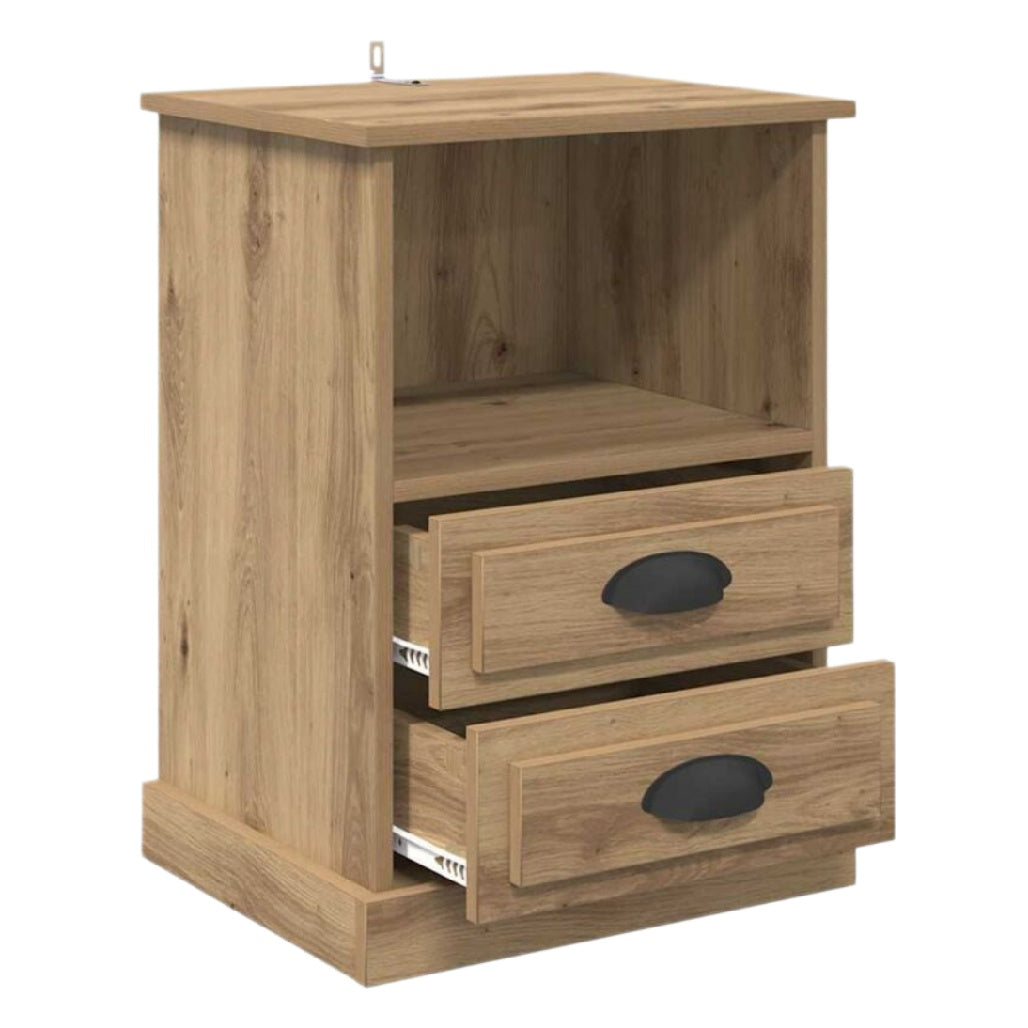 Holz Nachttisch mit 2 Schubladen und offenen Fach – Modernes Design