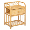 Rattan-Nachtkonsole mit Schublade und Ablagefläche