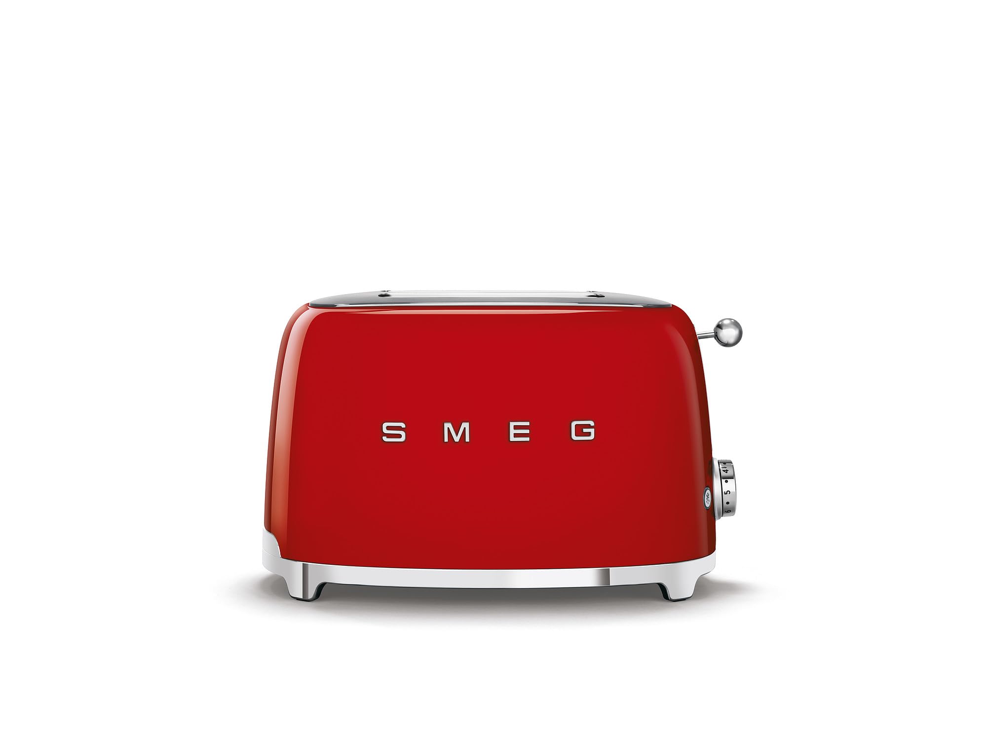 Smeg, Tostapane 2x2 TSF01RDEU, 2 Scomparti da 36mm, 6 Livelli di Doratura, Funzione Riscaldamento, Scongelamento e Bagel, Espulsione Automatica del Pane, Cassetto Raccoglibriciole, 950W, Rosso
