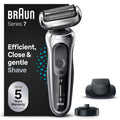 Braun Series 7, Regolabarba Uomo, Rasoio Elettrico Barba, Custodia da Viaggio, Accessori Inclusi, con Testa e Lame Flessibili, Base di Ricarica, Idea Regalo, 71-S4200cs Argento