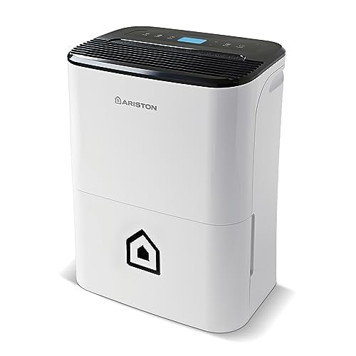 Ariston DEOS 21S Wifi - Deumidificatore Casa Muffa Portatile 21L/24h Adatto per Bagno e Ambienti Fino a 45-50㎡ Piccolo e Assorbi Umidità ‎35x25x51 con Filtro Hepa e Modalità Pure, Consumo Massimo 360w