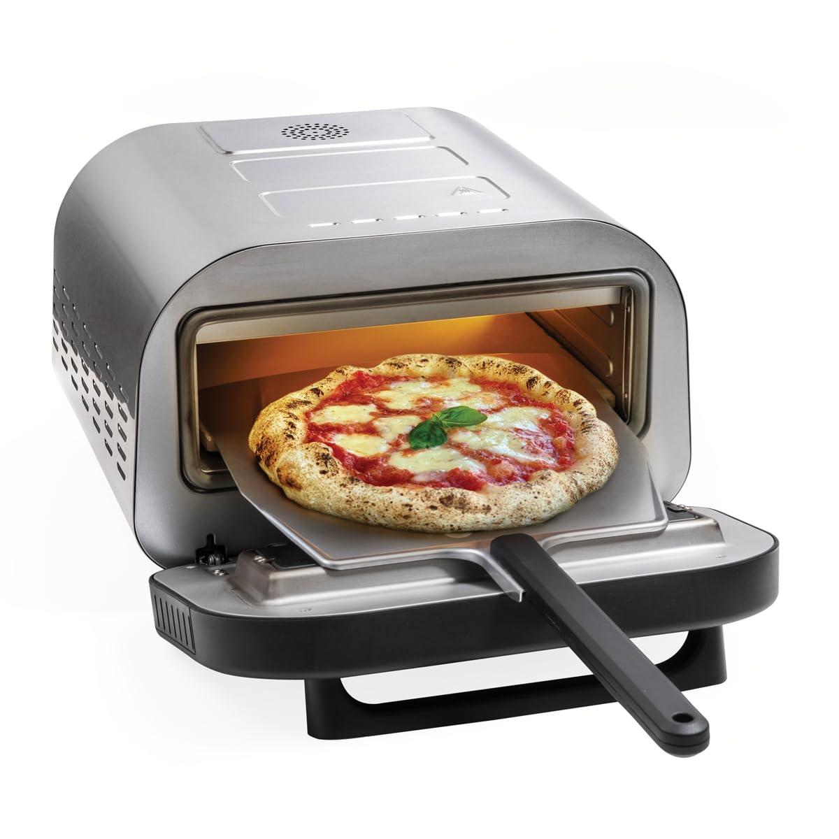MACOM, Forno Pizza Professionale, Cuoce in 2 minuti, scalda fino a 400°, Piano cottura in pietra refrattaria da 32 cm rimovibile, 1700W, Just Kitchen 884 Professional Pizza Oven