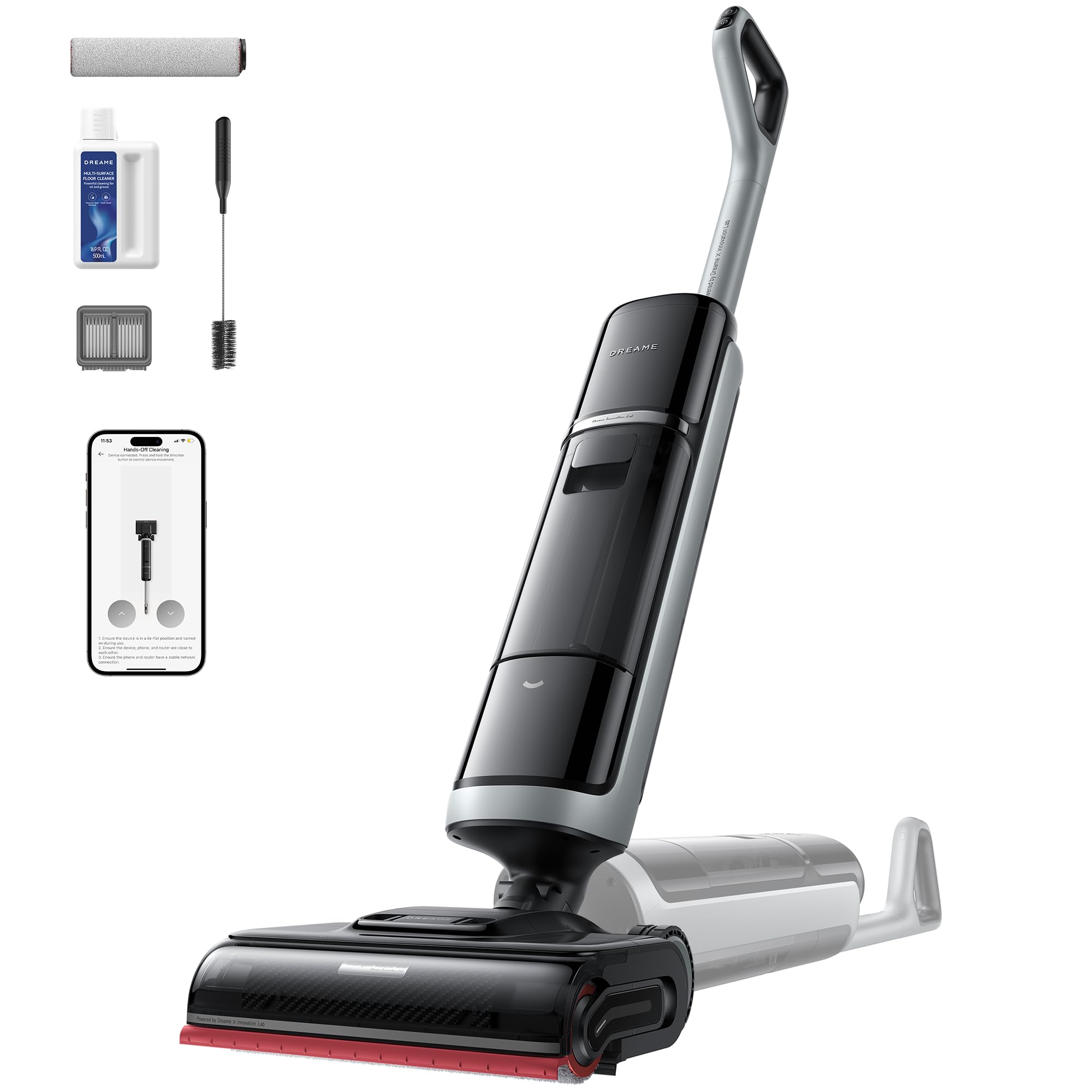 DREAME H15 Pro Heat Aspirapolvere Lavapavimenti, Lavaggio 85 °C, Braccio Robotico IA GapFree, RGB, Aspirazione 22.000 Pa, 0 Grovigli,Lavaggio Spazzola 100 °C,Asciugatura 5 Min 90 °C,Navigazione e App