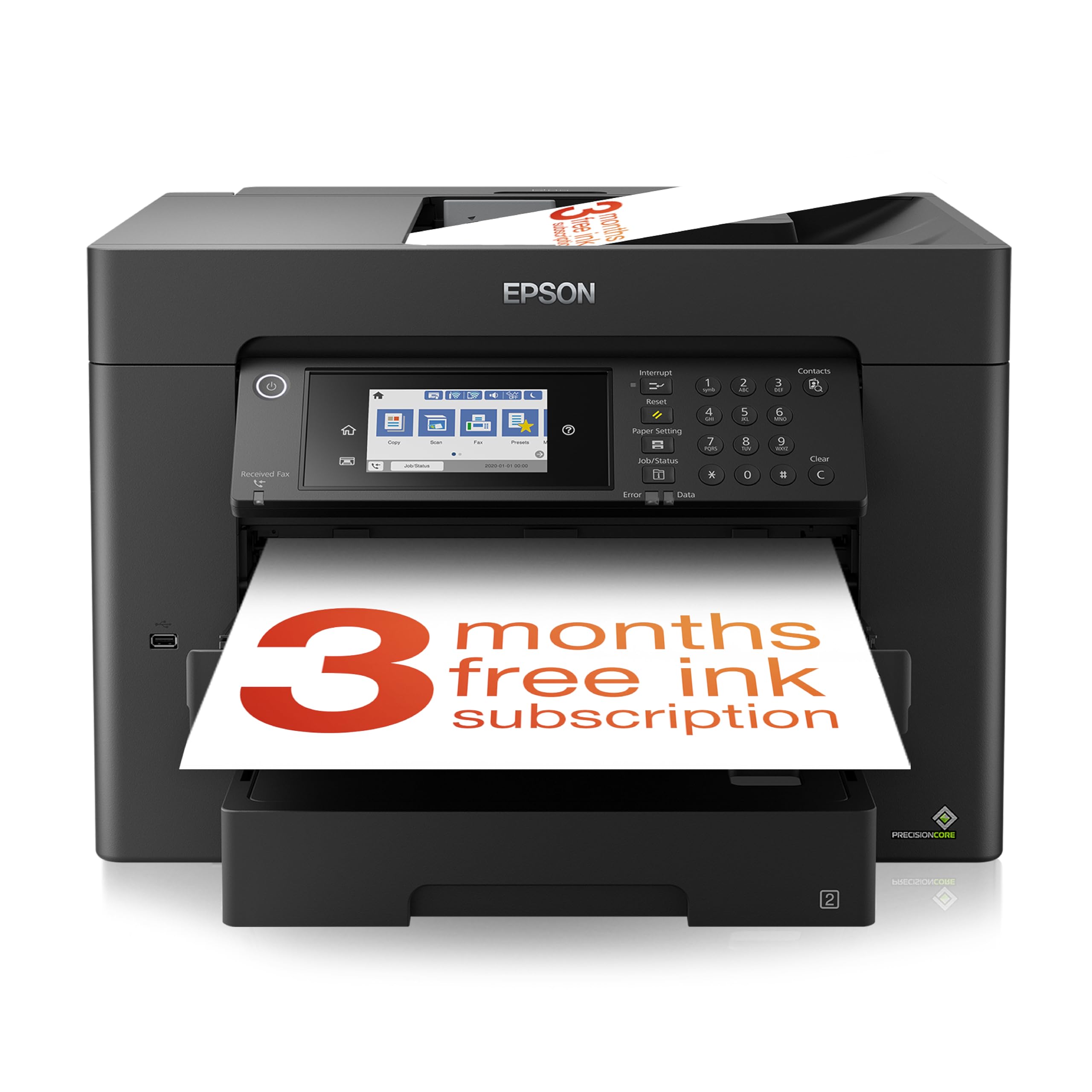 Epson WorkForce WF-7840DTWF, Stampante multifunzione inkjet A3+, ADF fronte/retro per A3 fino a 50 pagine, Velocità 25 pagine