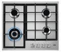AEG Piano Cottura a Gas HGB64400SM, 60 cm, 4 Fuochi Speed Burner, Bruciatore Wok, Griglie in Ghisa, Accensione Integrata, Spegnimento Automatico, Acciaio Inox