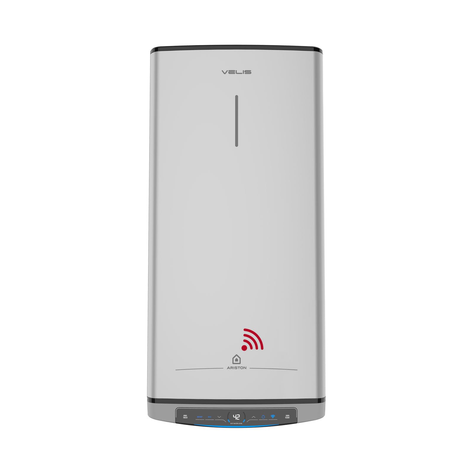 Ariston, Velis Tech Dry Wifi – Scaldabagno elettrico multiposizione, Thermos elettrico, 80 litri piatto con Wifi e funzione ECO-EVO 108,7 x 27,5 x 51,1 cm per installazione in Spagna (classe