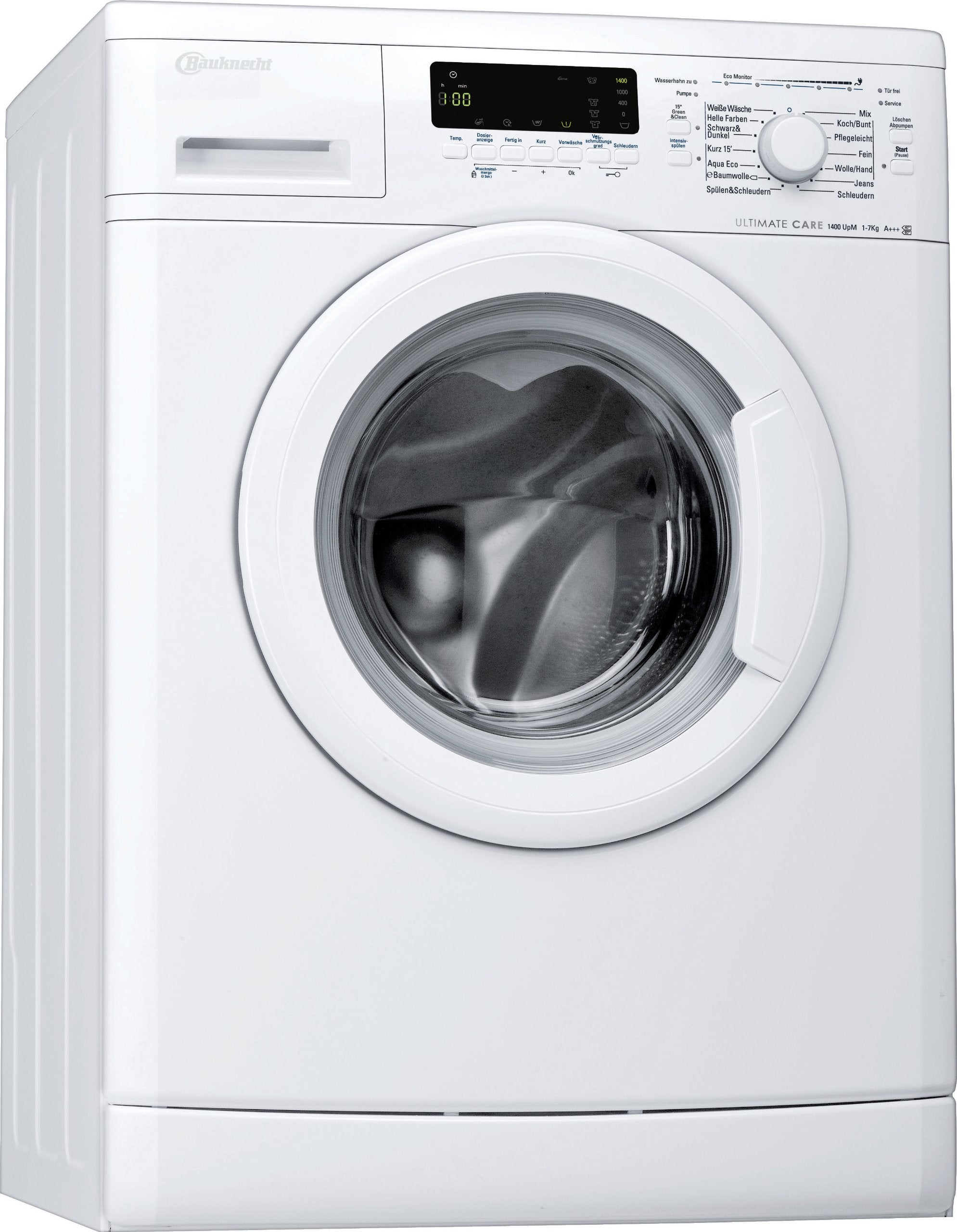 Bauknecht WA Eco Star 74 PS lavatrice Caricamento frontale/A+++ ++ B / 1400 giri/min, 7 kg, bianco/UltimateCare, tamburo di pulizia/ProSilent Motor